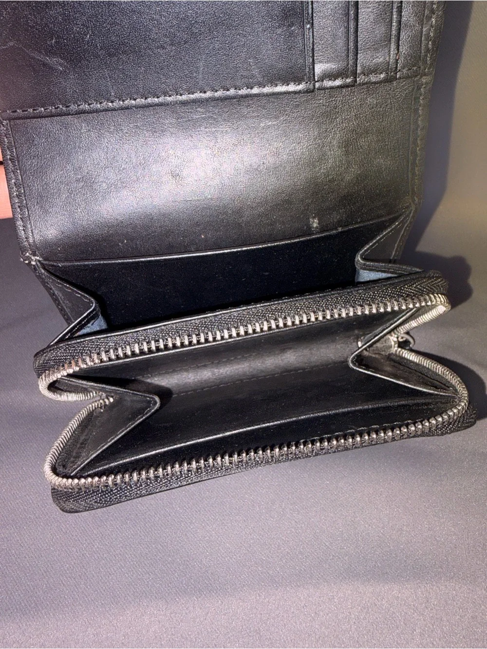 Men Coach Black Signature Canvas Zip Bifold Wallet